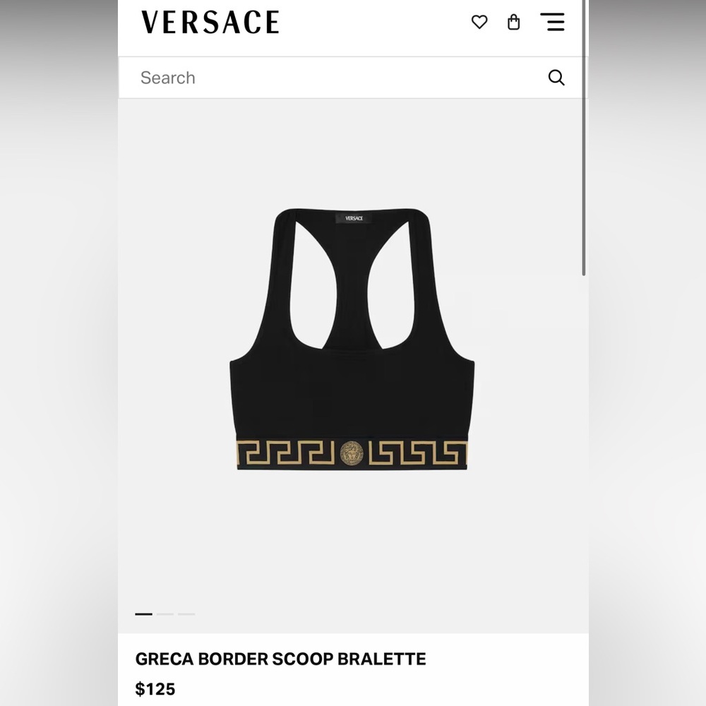 NWT Versace Black and Gold Greca Cotton Bra size L